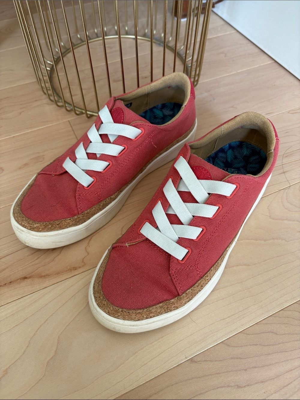 REVITALIGN Red Canvas Sneakers with White Laces